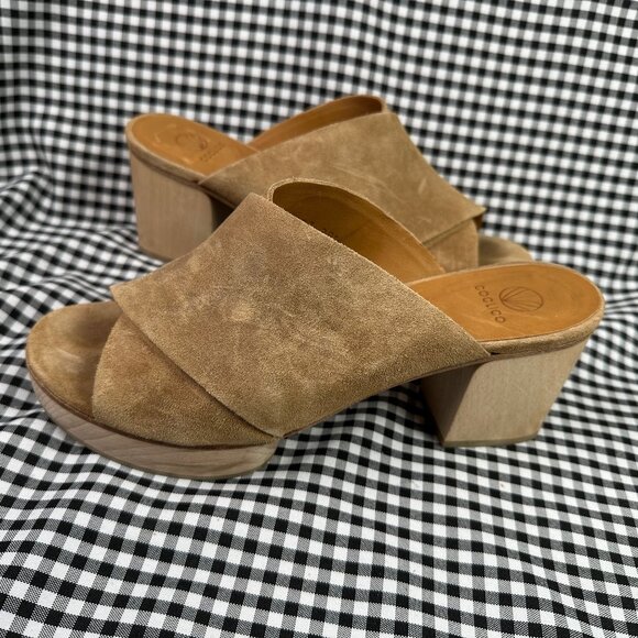 COCLICO Shoes - COCLICO Richie Heeled Neutral Beige Chunky Suede Clog EU Size 38.5 / US 8.5